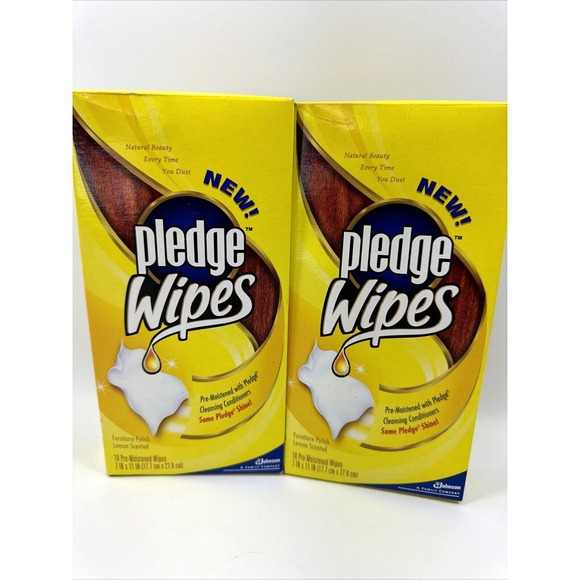 Pledge Other - 2 Packs Vintage Pledge Wood Wipes 18 Pre-Moistened Lemon Scented Wipes 7" x 11"